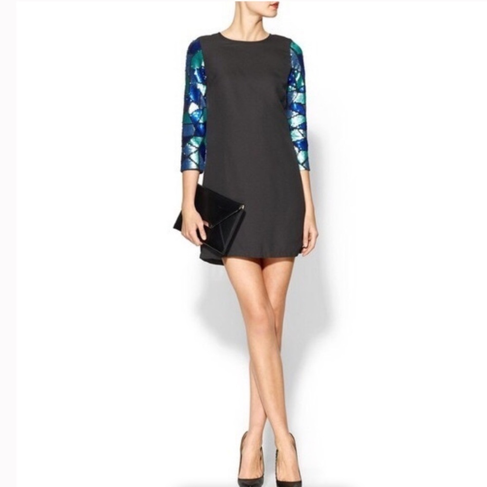 PIM + LARKIN Women’s Sequin Arm Modest Mini Dress Size S.  ((B4))